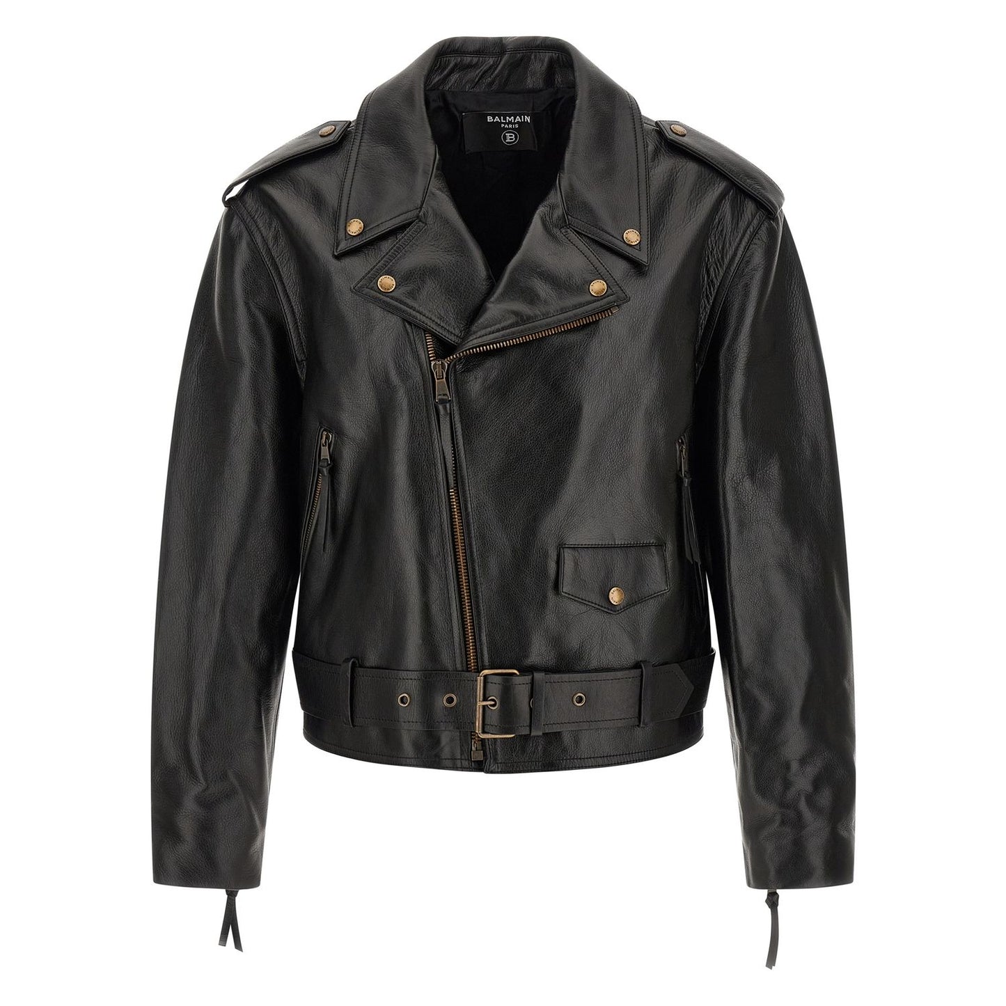 Balmain Black Calfskin Leather Jacket