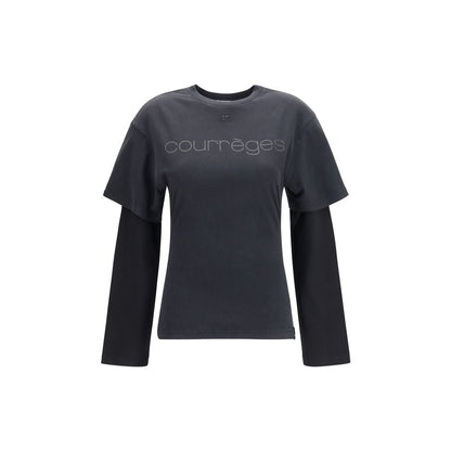 Courrèges Black Cotton T-Shirt