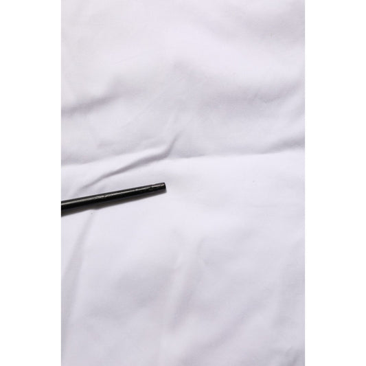 Gaudi White Mid Waist Straight Cropped Cotton Trouser Pants