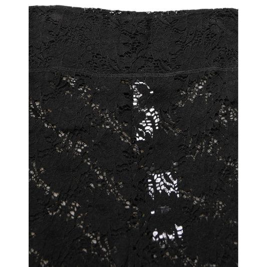 Dolce & Gabbana Black High Waist Sheer Floral Lace Shorts