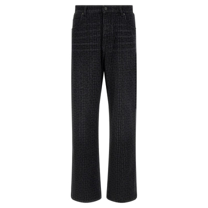 Balmain Black Cotton Straight-Leg Jeans