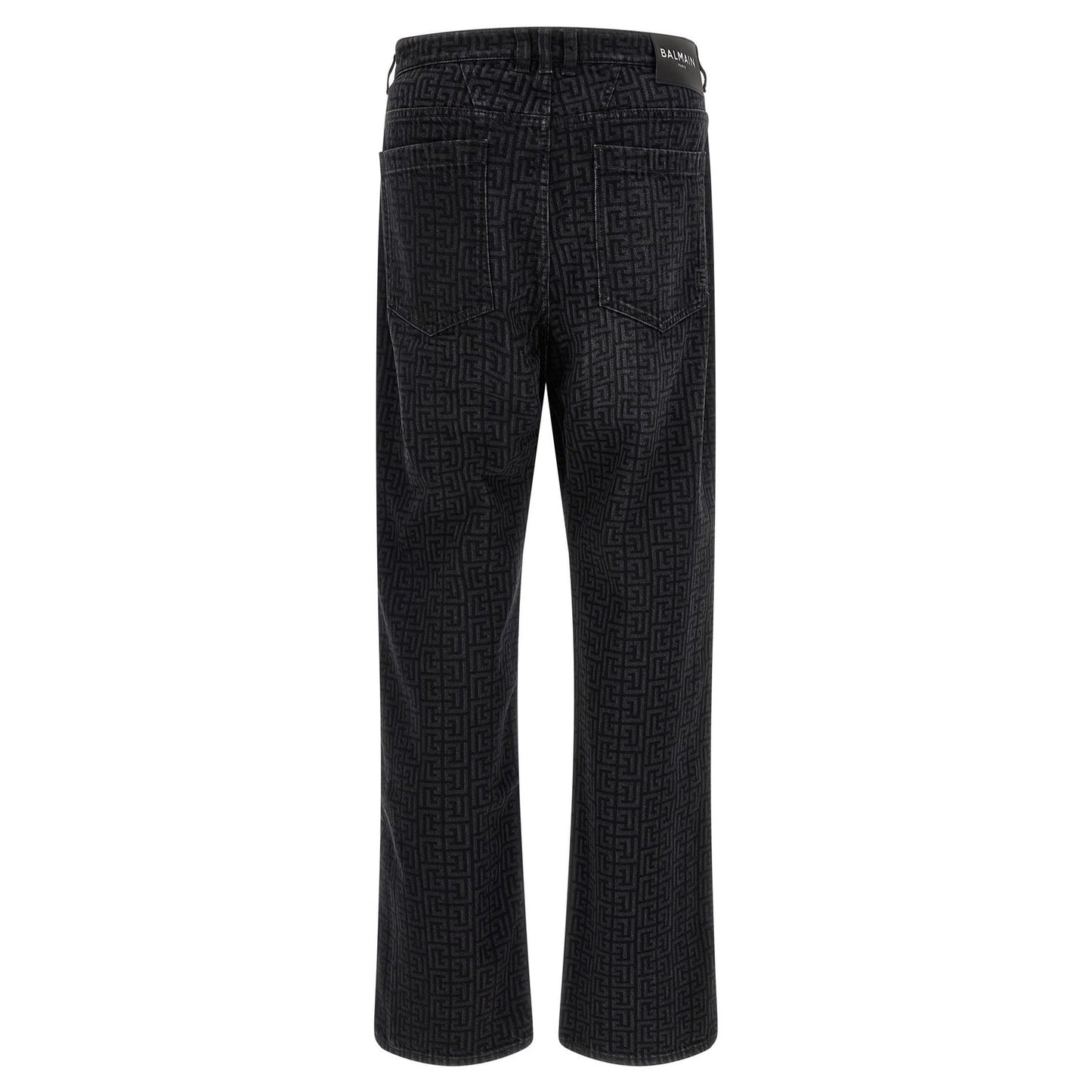 Balmain Black Cotton Straight-Leg Jeans