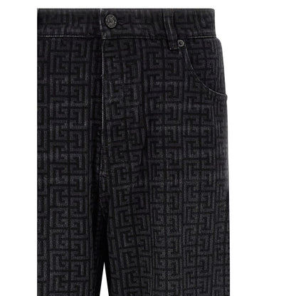 Balmain Black Cotton Straight-Leg Jeans