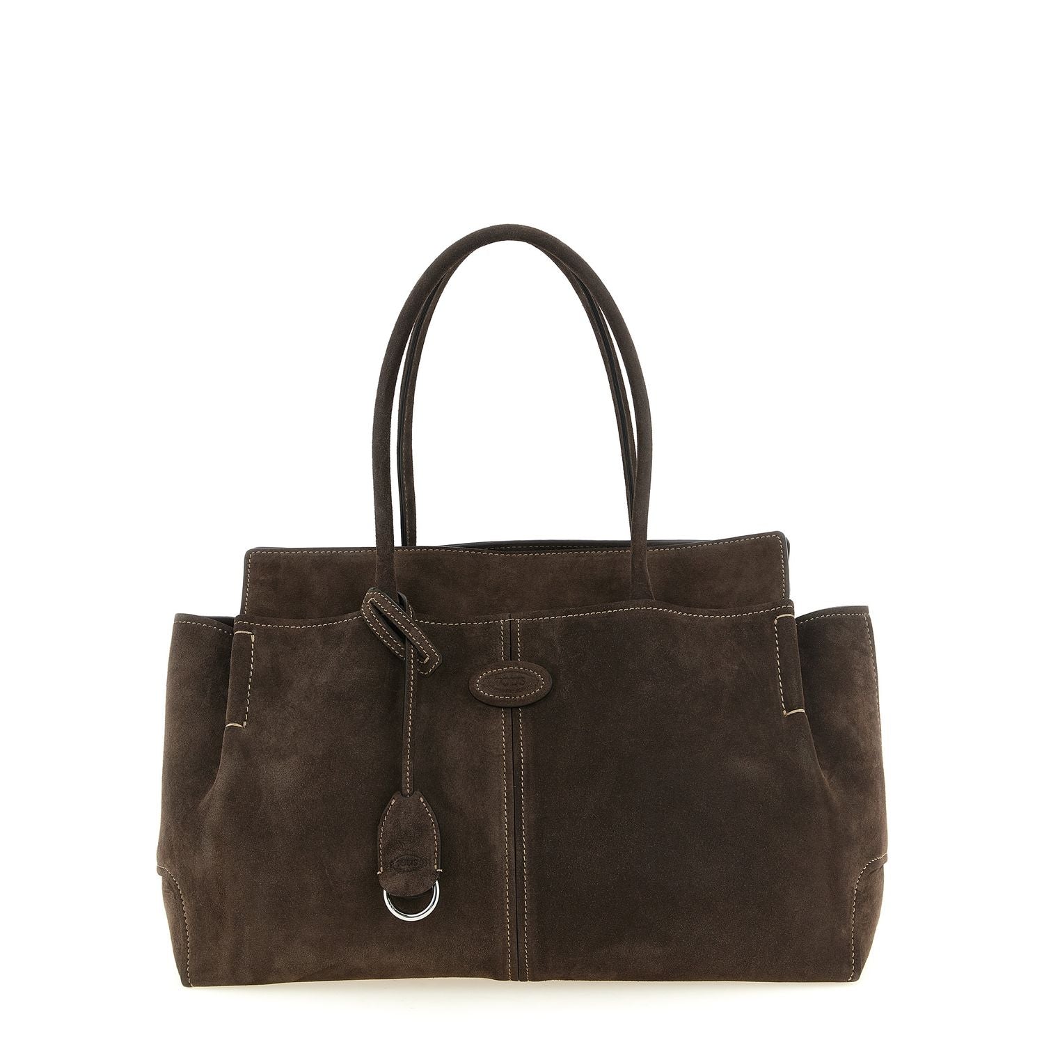 Tod's Brown Calfskin Suede Shopping Bag