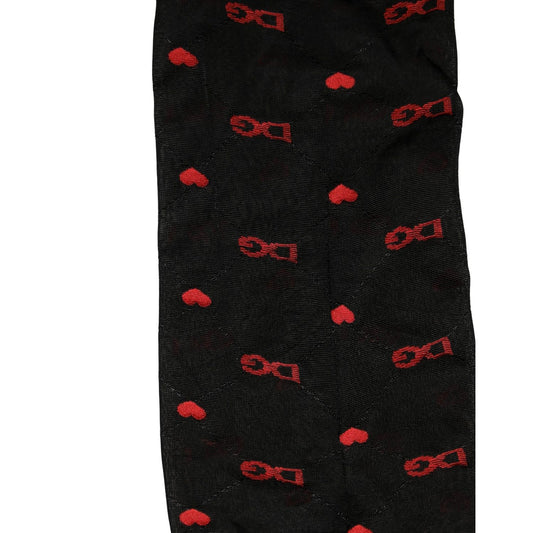 Dolce & Gabbana Black Nylon Hearts Tights Stocking Pantyhose Socks