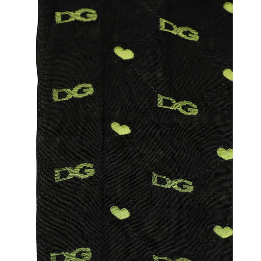 Dolce & Gabbana Black Nylon Logo Tights Stocking Pantyhose Socks