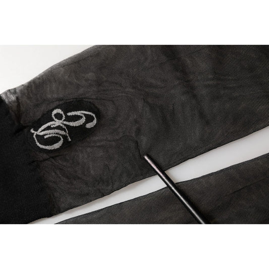 Dolce & Gabbana Black Nylon Mesh Sheer Calf Long Accessory Socks