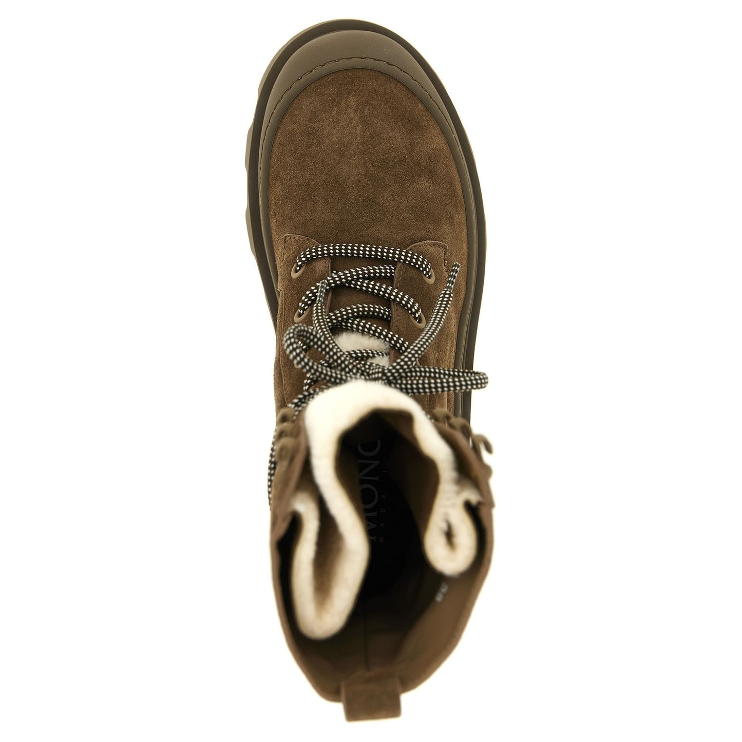 Moncler Brown Leather Lace-Up Boots