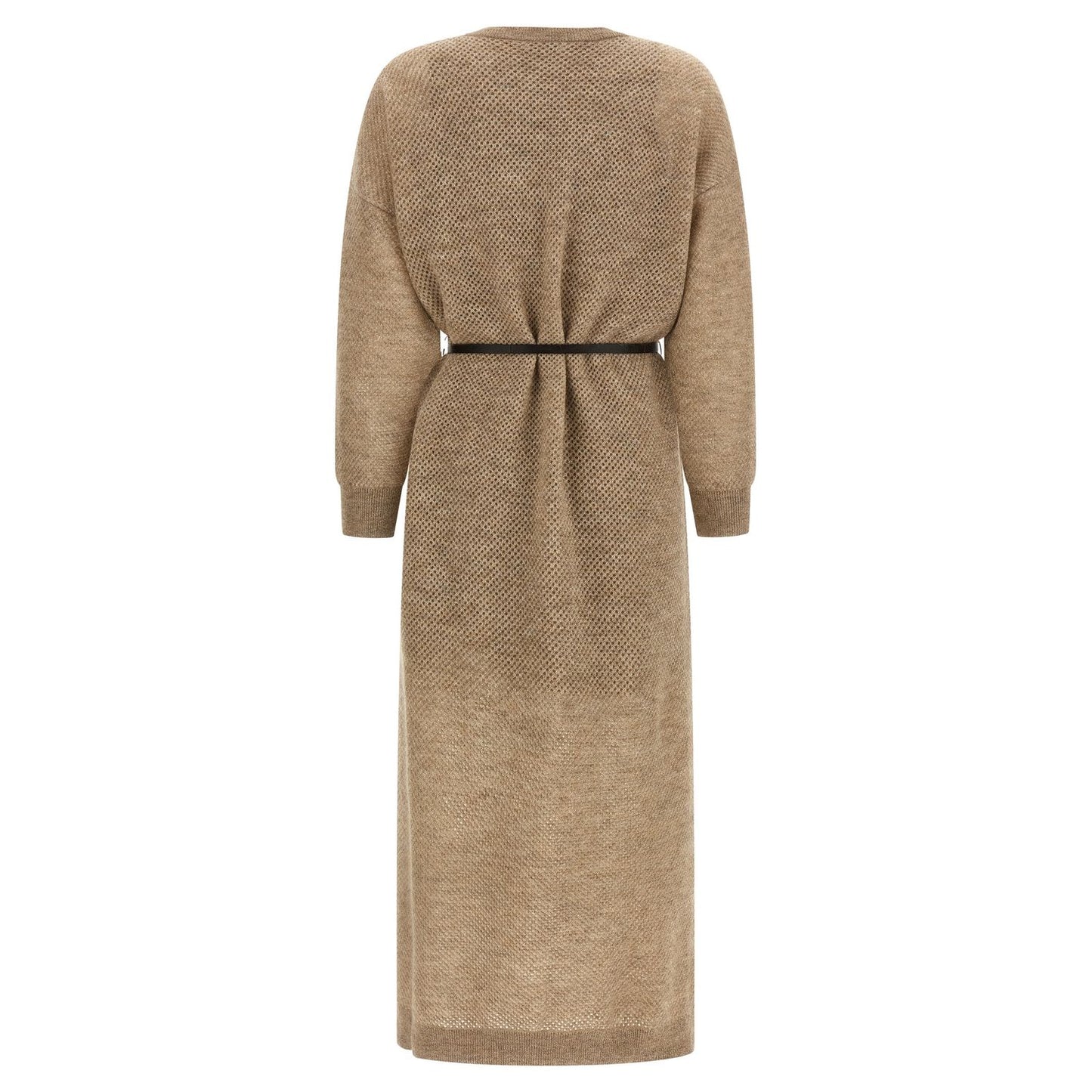 Brunello Cucinelli Beige Wool Midi Dress