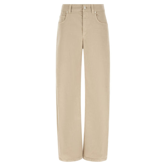 Brunello Cucinelli Beige Cotton Relaxed Fit Jeans