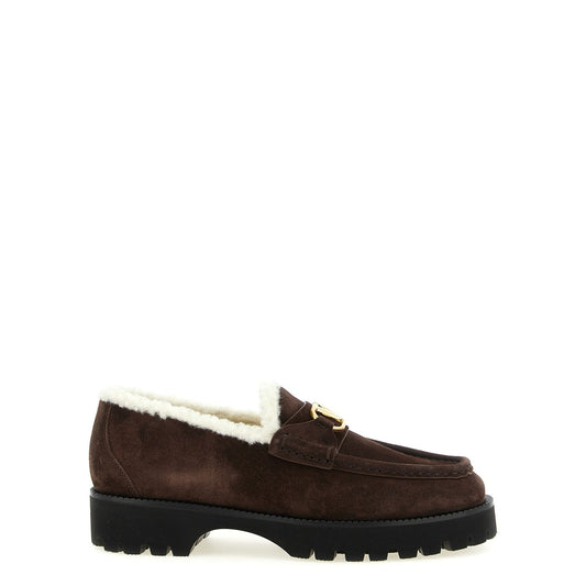 Valentino Garavani Brown Calfskin Slip-On Loafers