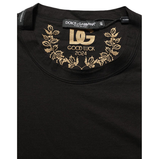 Dolce & Gabbana Black Cotton Crew Neck Short Sleeves T-shirt