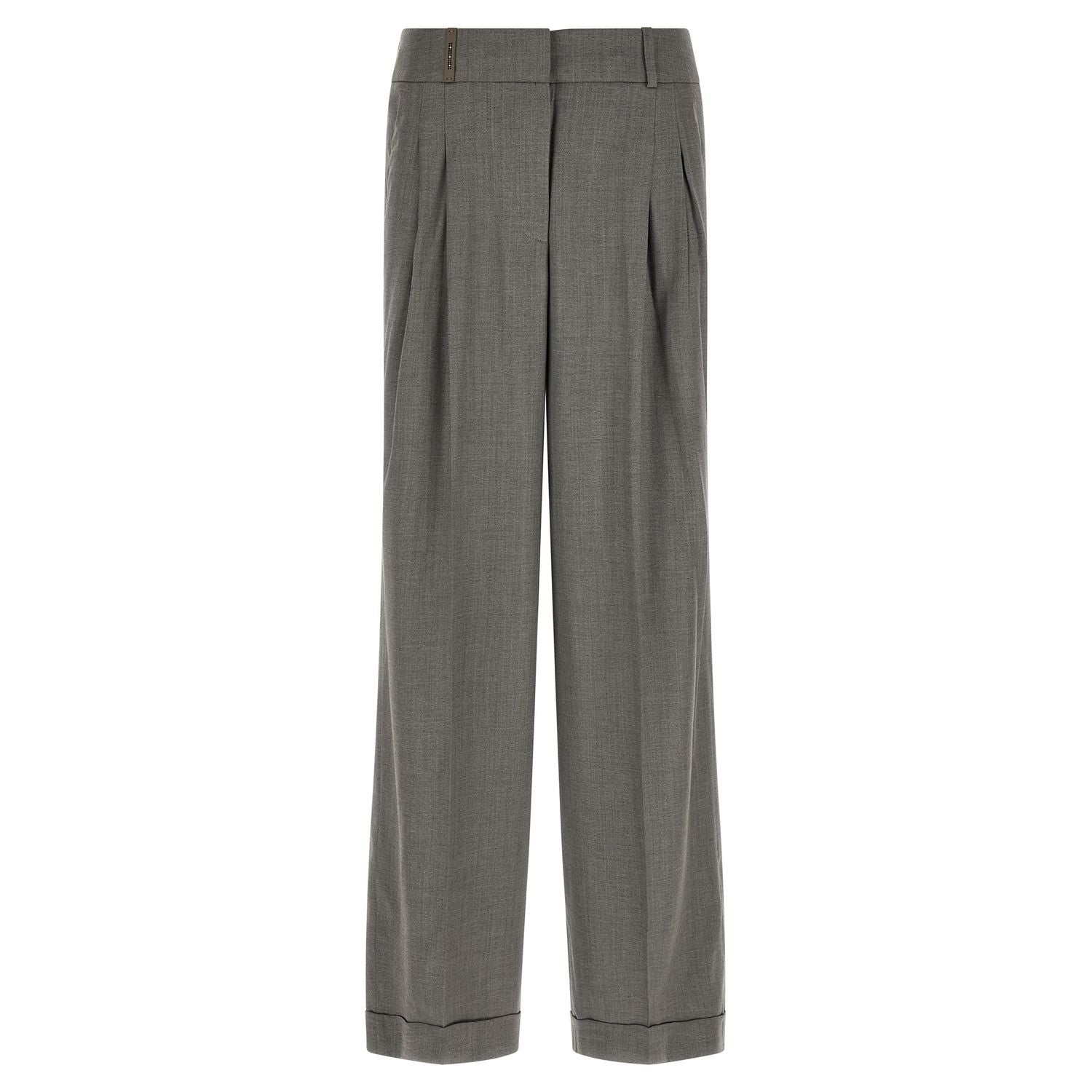 Peserico Gray Virgin Wool Casual Pants
