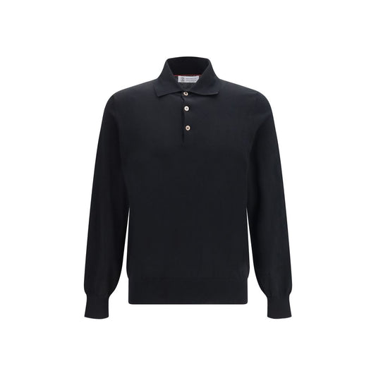 Brunello Cucinelli Black Cotton Polo Shirt