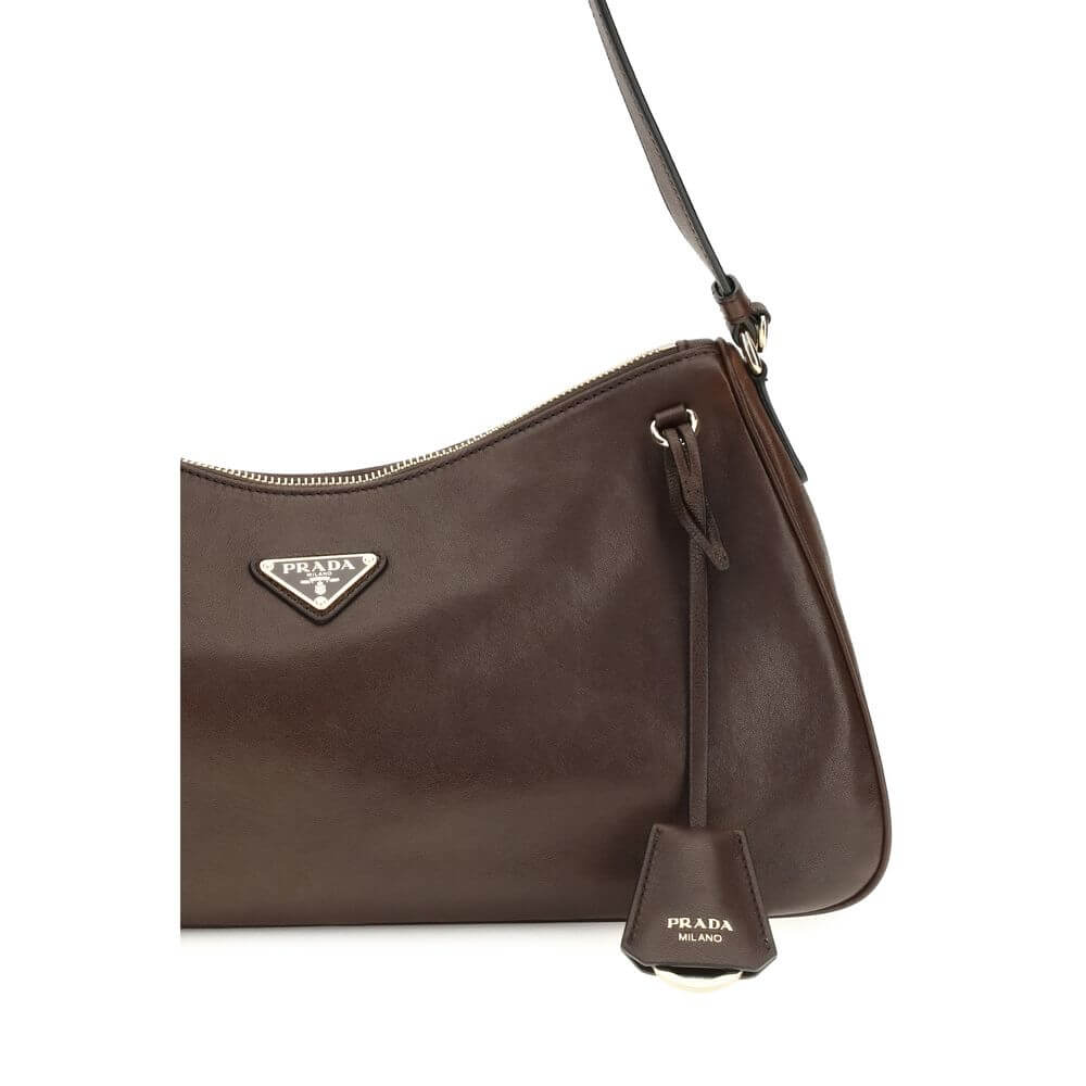Prada Brown Calf Leather Bos Taurus Shoulder Bag