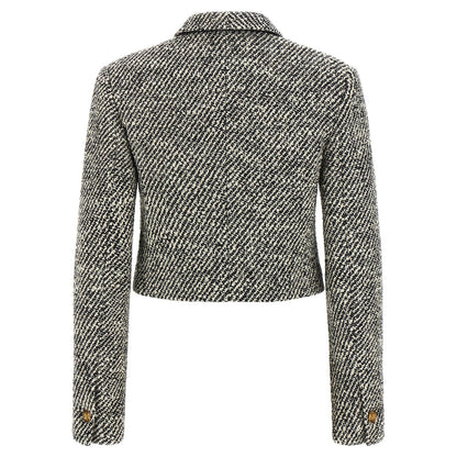 Versace Bicolor Virgin Wool Full-Length Jacket