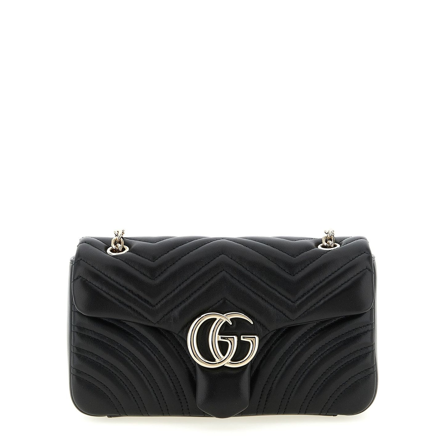 Gucci Black Lamb Leather GG Marmont Shoulder Bag