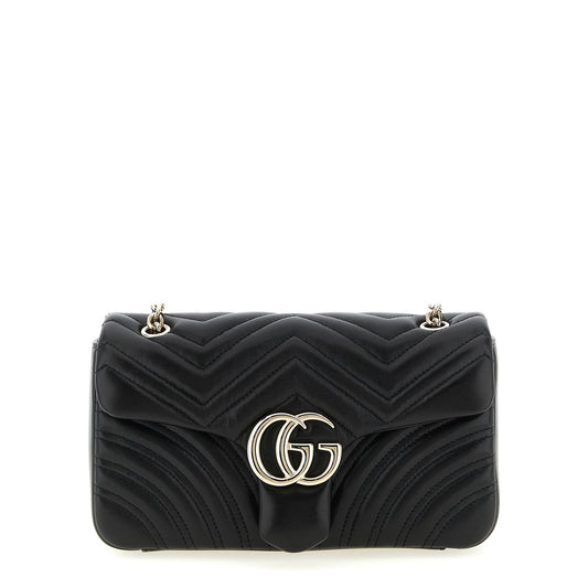 Gucci Black Lamb Leather GG Marmont Shoulder Bag