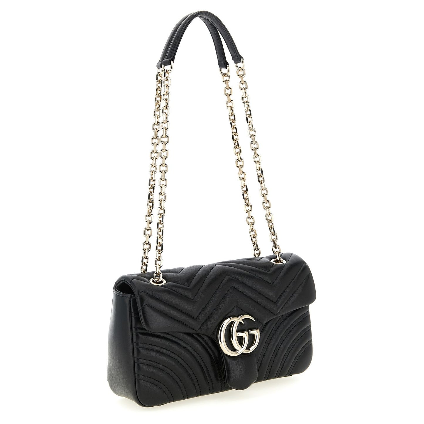 Gucci Black Lamb Leather GG Marmont Shoulder Bag