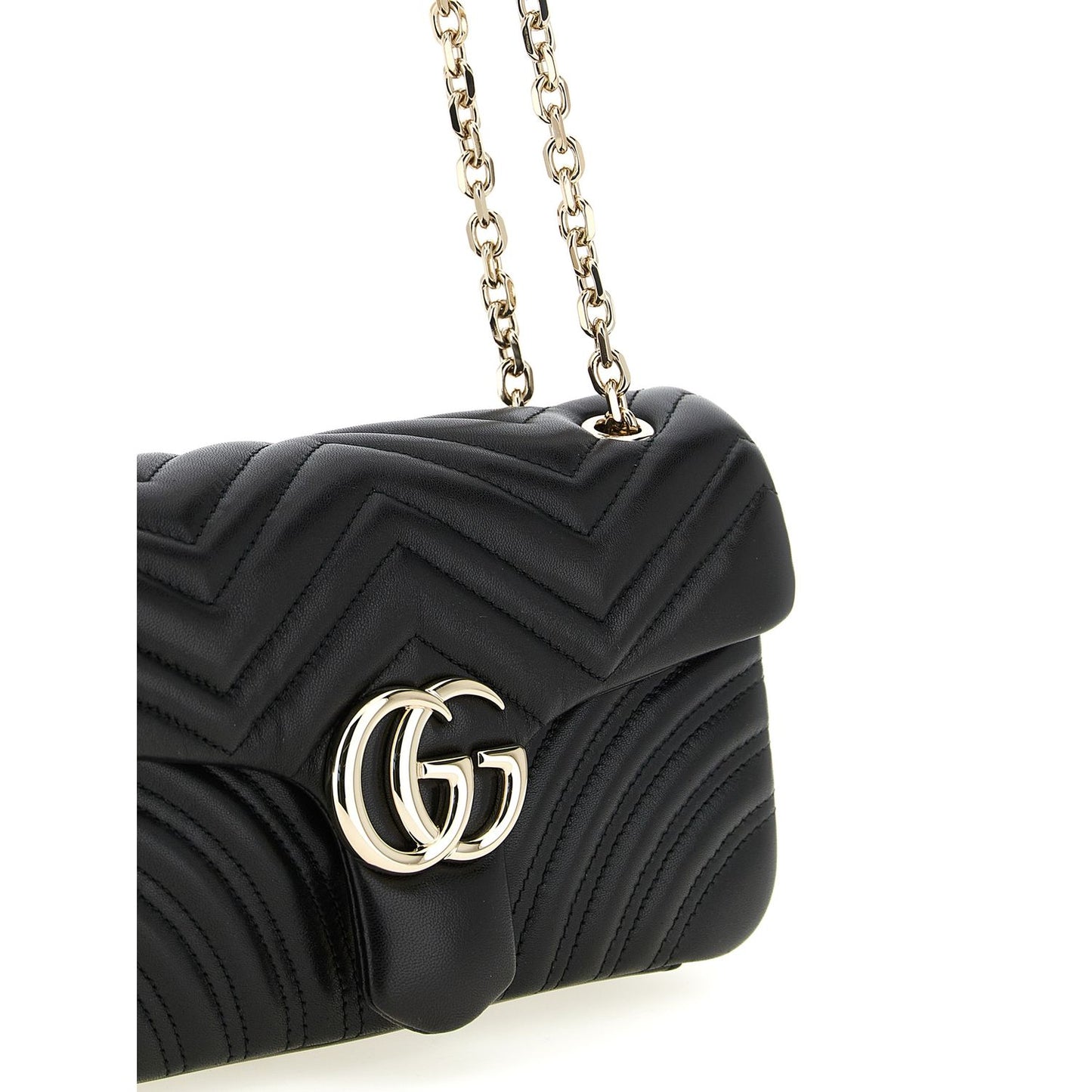 Gucci Black Lamb Leather GG Marmont Shoulder Bag