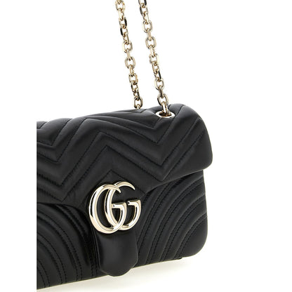 Gucci Black Lamb Leather GG Marmont Shoulder Bag