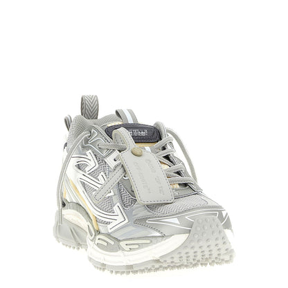 Off-White Silver Polyester Athletic Sneakers