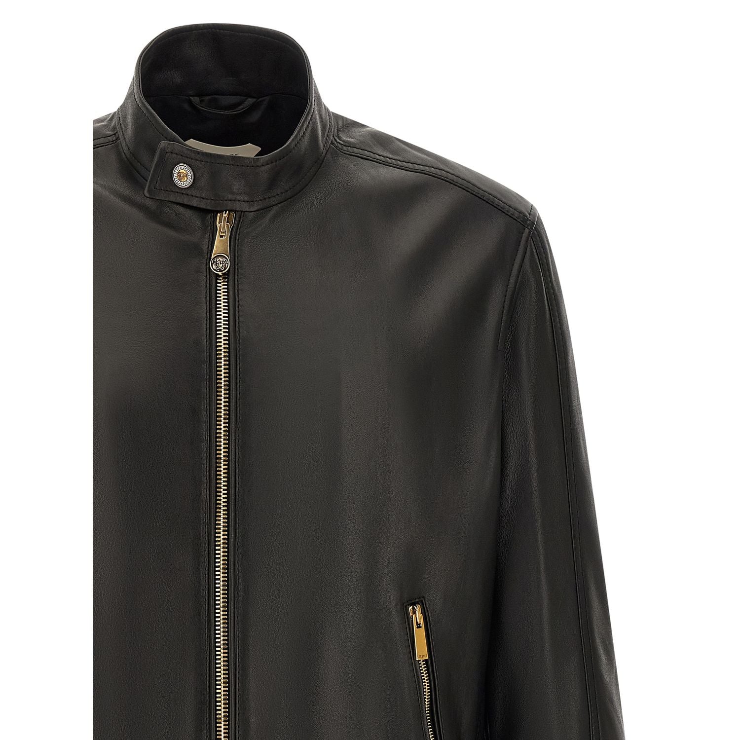 Versace Black Lamb Leather Leather Jacket