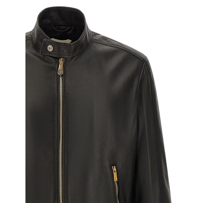 Versace Black Lamb Leather Leather Jacket