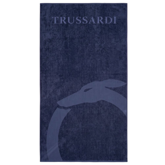 Trussardi Beachwear Blue Cotton Men's Beach Towel