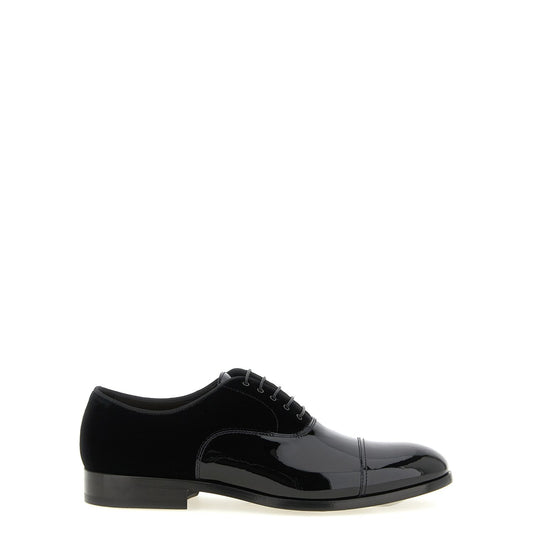 Doucal's Black Lamb Leather Oxfords And Derbies