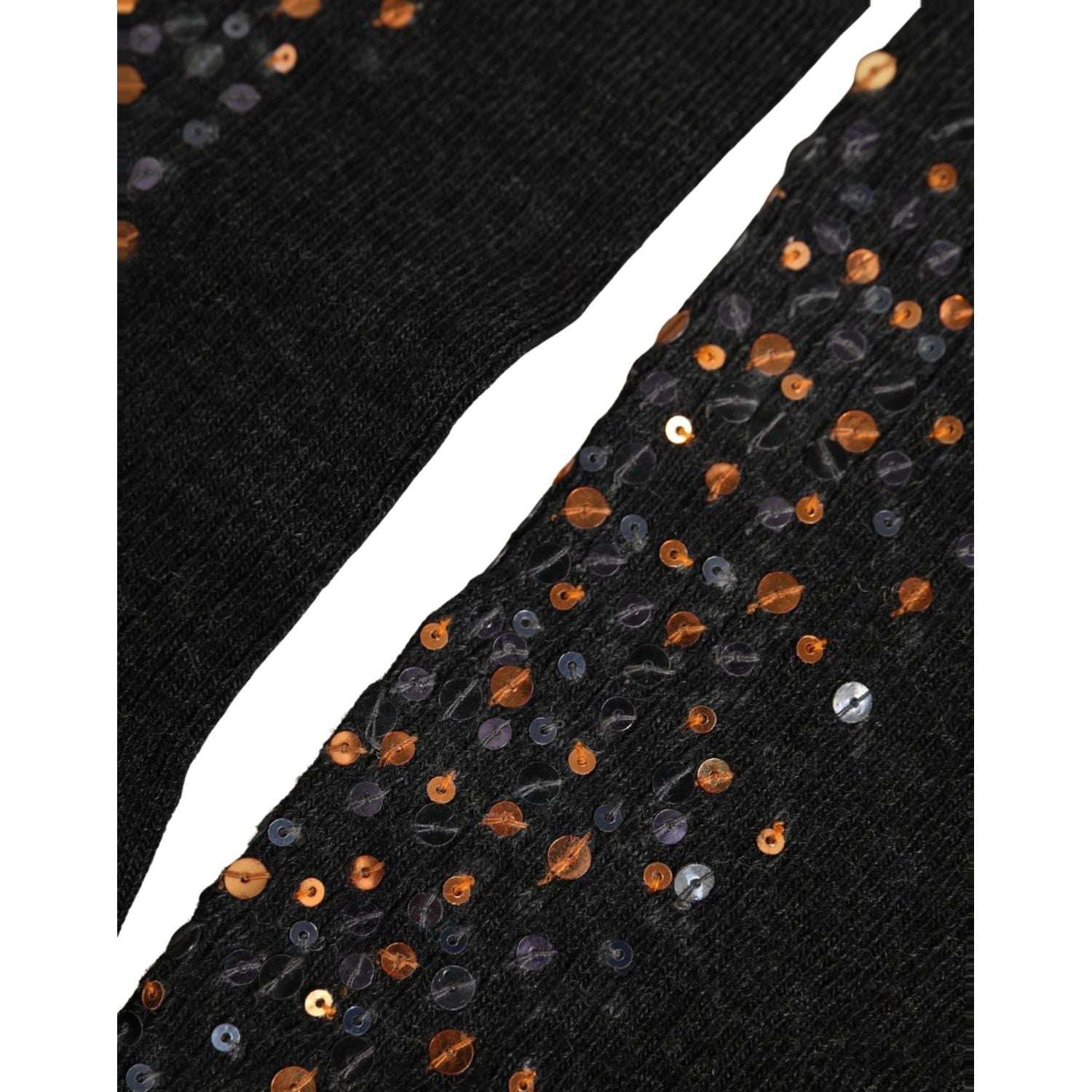 Dolce & Gabbana Dark Gray Sequined Wool Knee High Accessory Socks