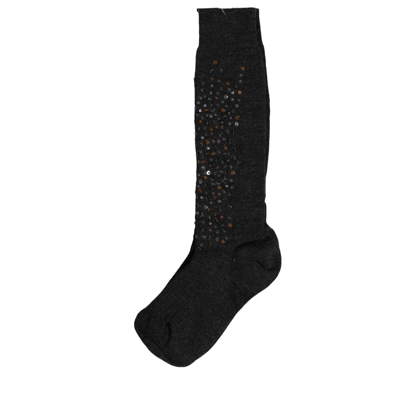 Dolce & Gabbana Dark Gray Sequined Wool Knee High Accessory Socks