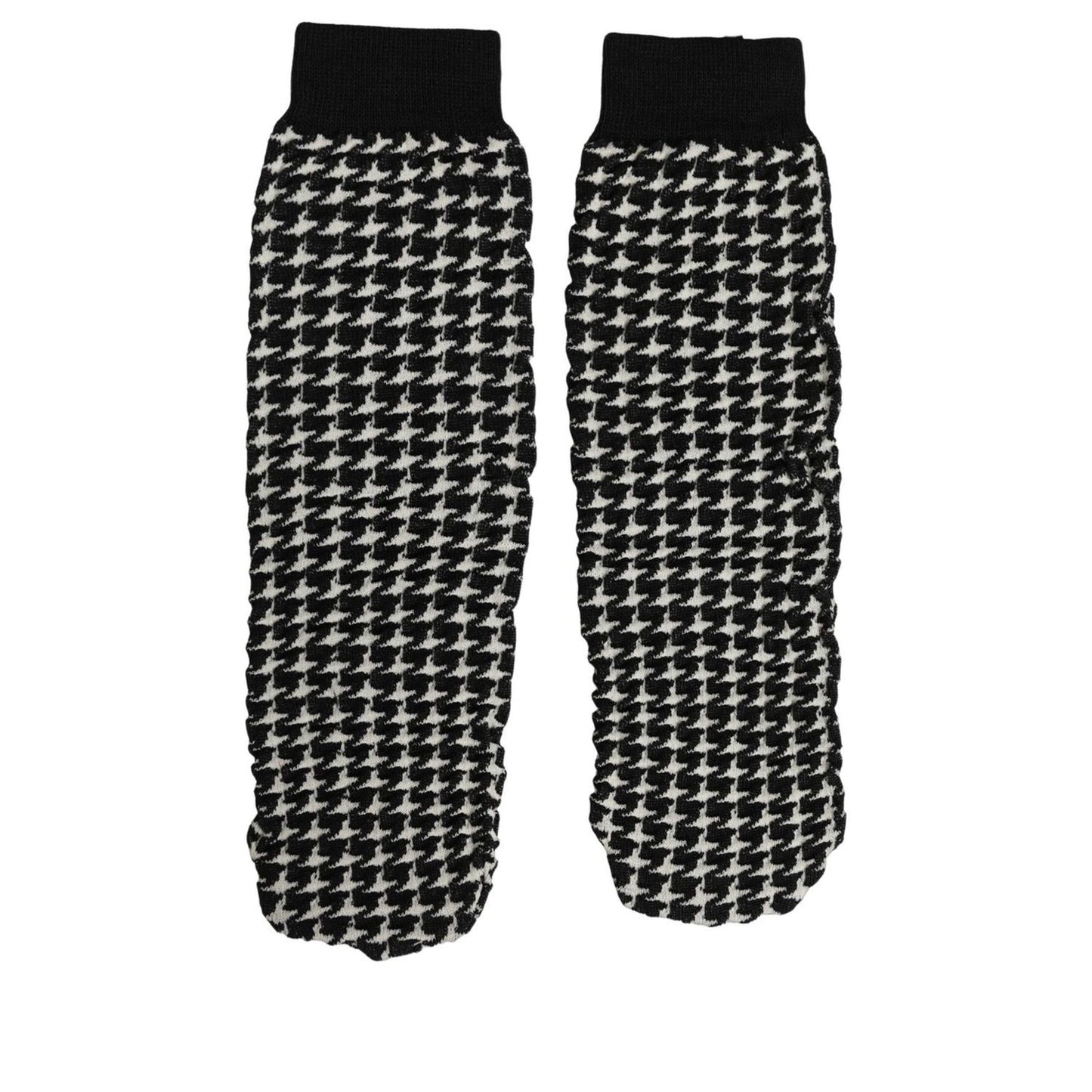 Dolce & Gabbana Black White Houndstooth Ankle Length Socks