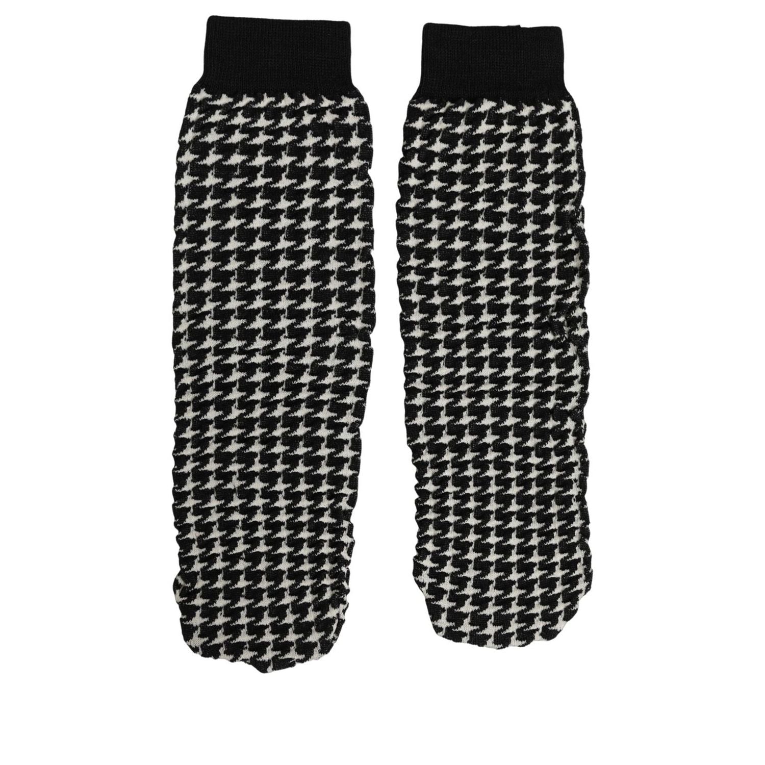 Dolce & Gabbana Black White Houndstooth Ankle Length Socks