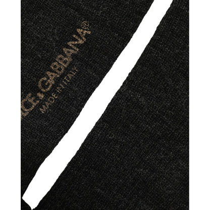 Dolce & Gabbana Black Wool DG Logo Mid Calf Accessory Socks