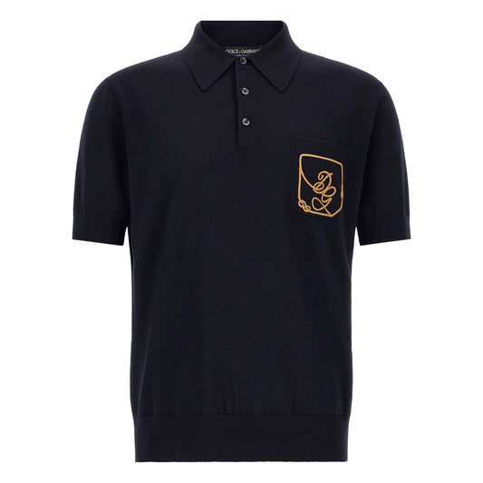 Dolce & Gabbana Blue Virgin Wool Polo Shirt
