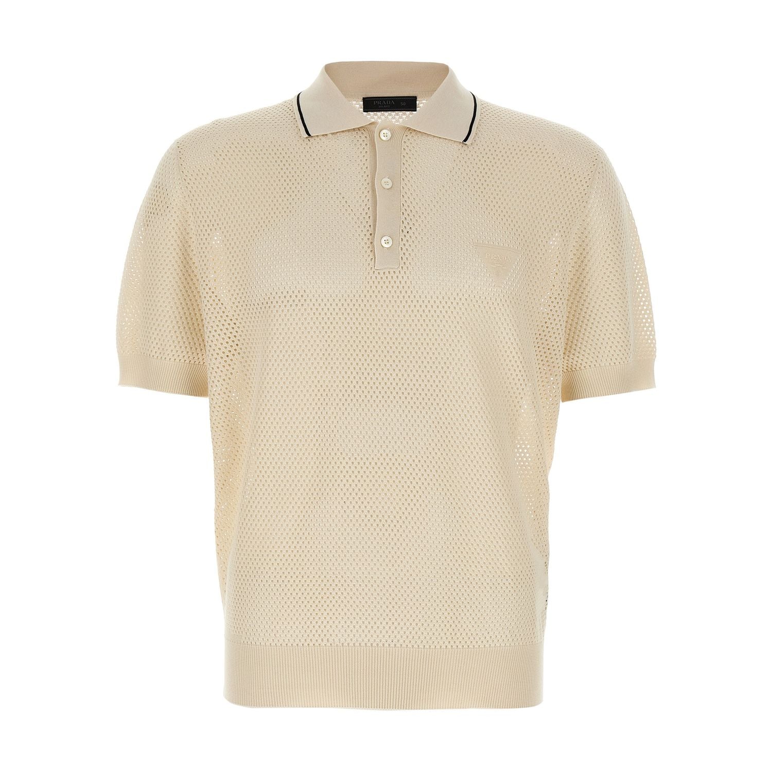 Prada White Silk Polo Shirt