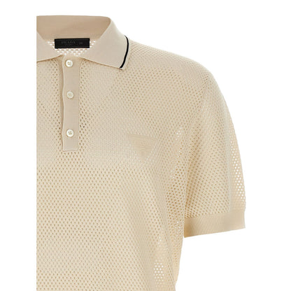 Prada White Silk Polo Shirt