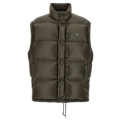Prada Gray Recycled Polyamide Full-Length Jacket