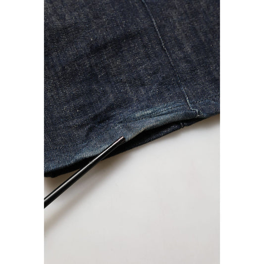 Dolce & Gabbana Dark Blue Relaxed Wide Leg Cotton Denim Jeans