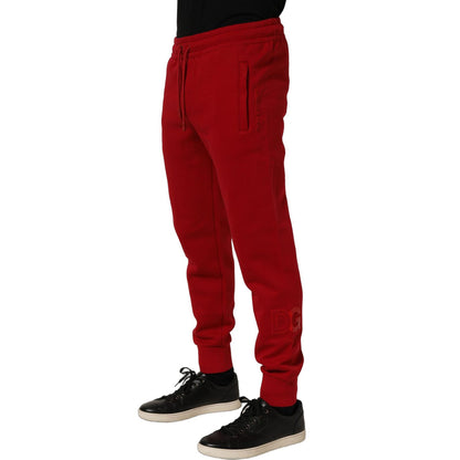 Dolce & Gabbana Red Cotton Drawstring Jogger Men Trouser Pants