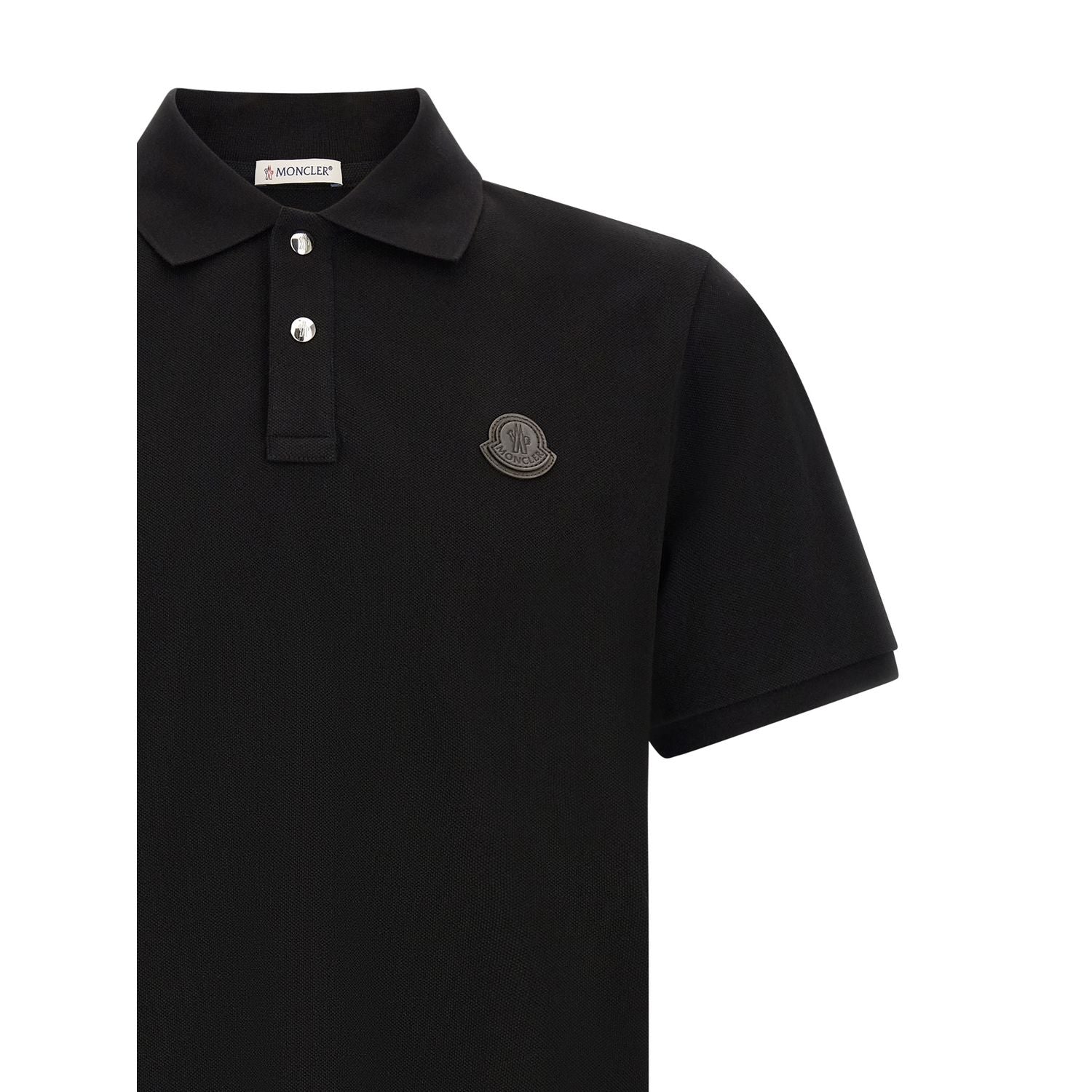 Moncler Black Leather Polo Shirt