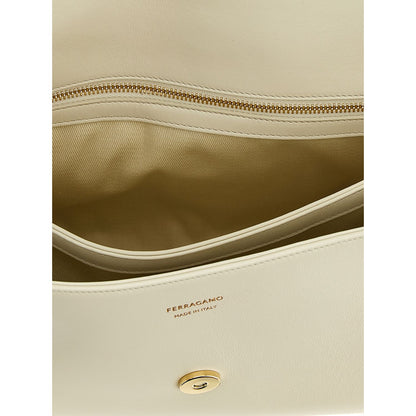 Ferragamo White Calfskin Shoulder Bag