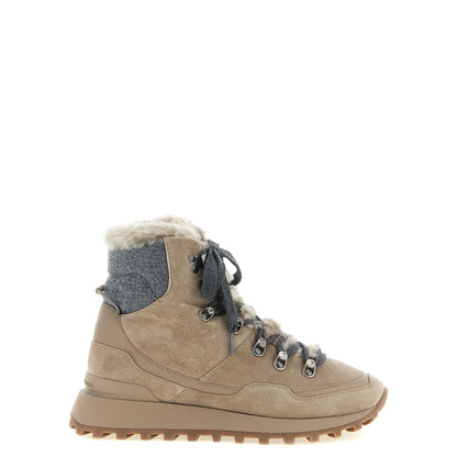 Brunello Cucinelli Beige Calfskin Ankle Boots