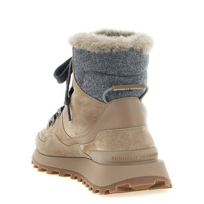 Brunello Cucinelli Beige Calfskin Ankle Boots