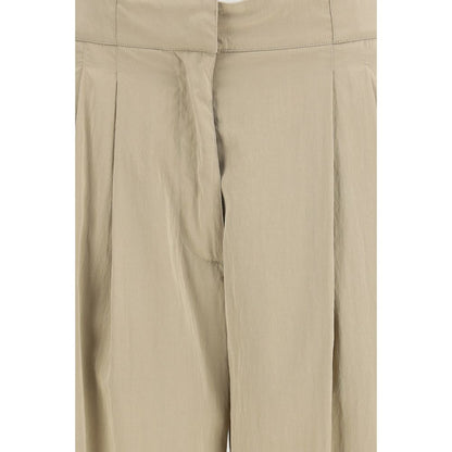 The Row Beige Silk Casual Pants