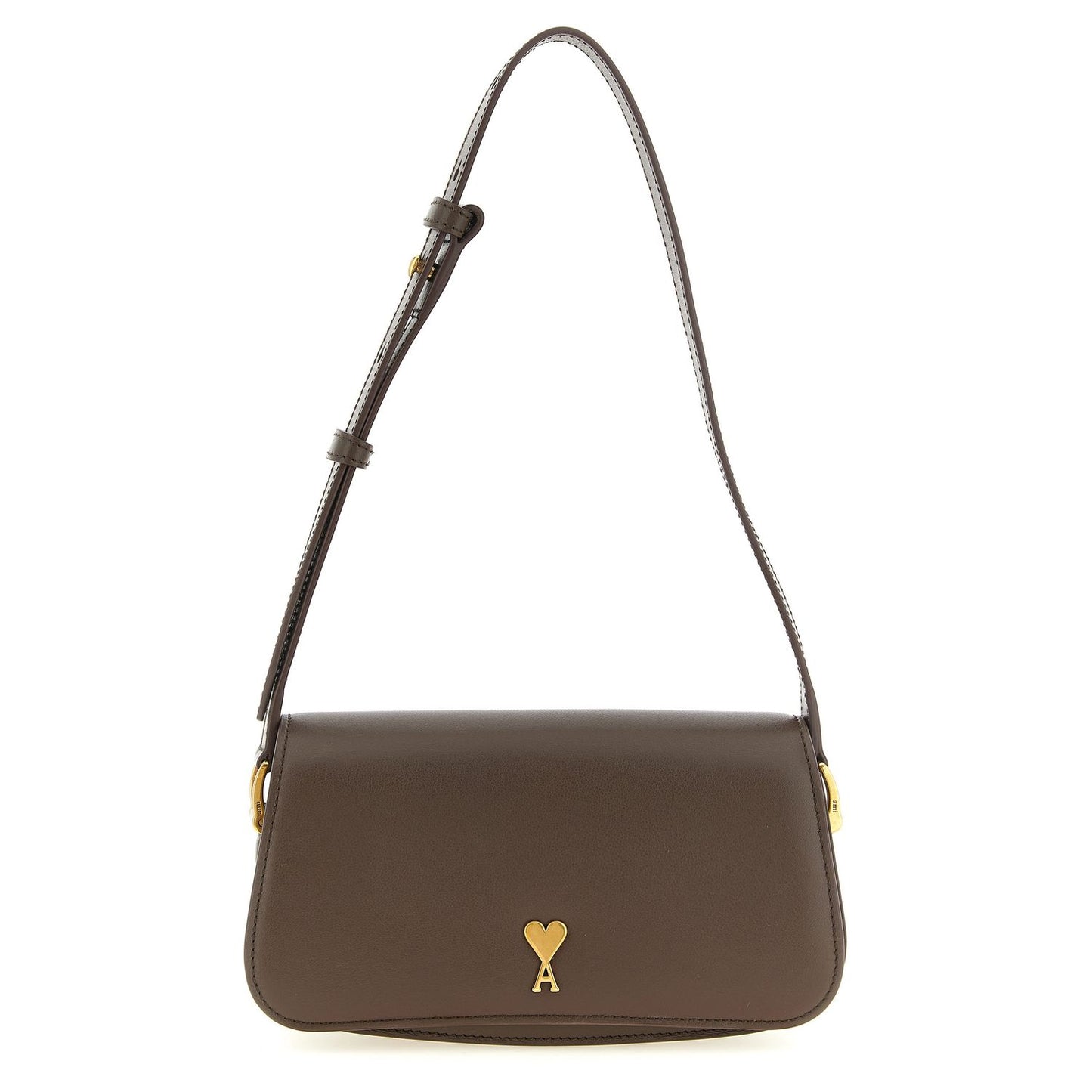 Ami Paris Brown Cowhide Shoulder Bag