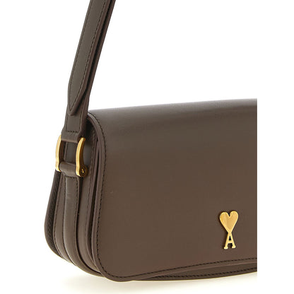 Ami Paris Brown Cowhide Shoulder Bag