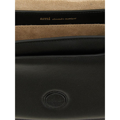 Ami Paris Black Cowhide Crossbody Bag