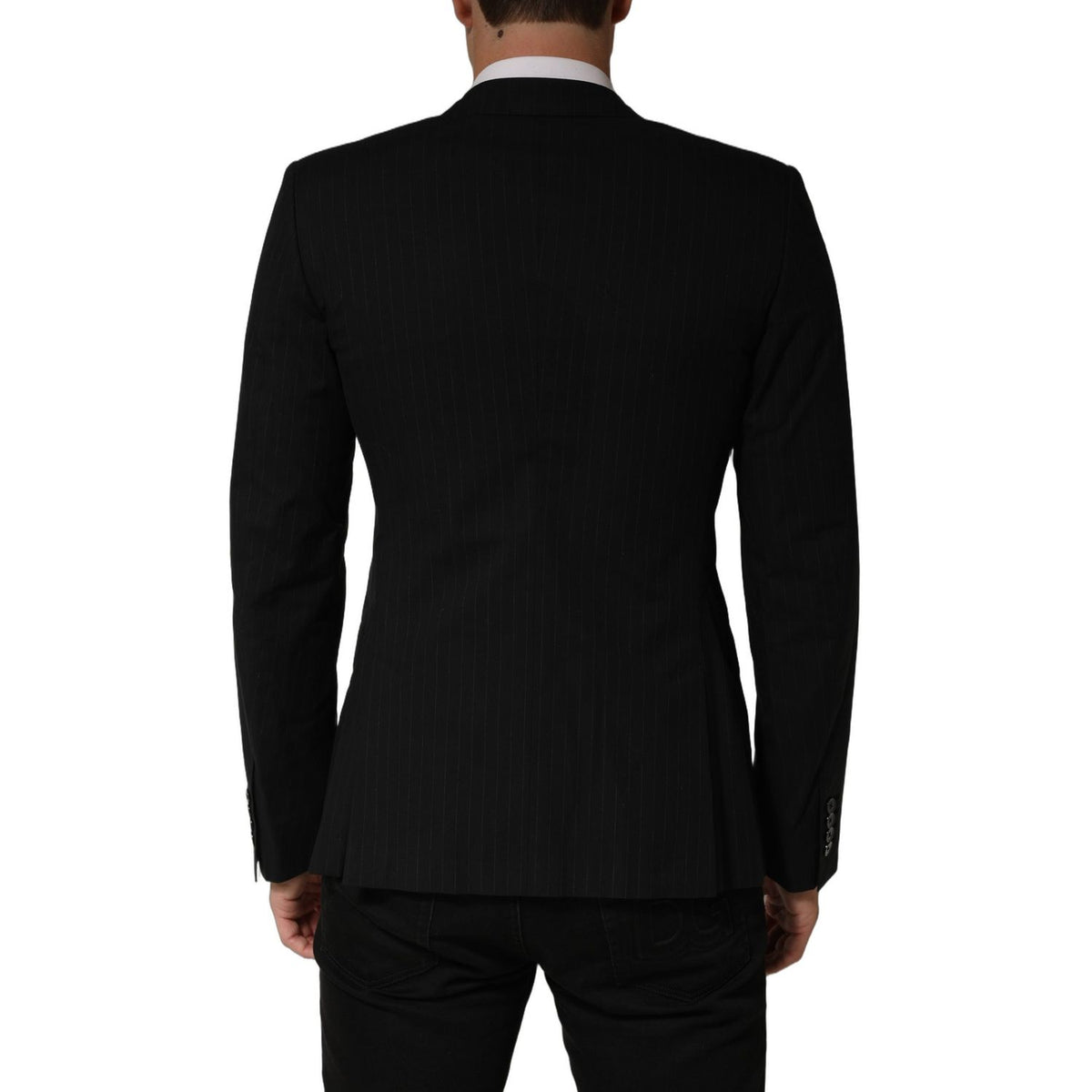 Dolce & Gabbana Black Pinstripe Men Single Breasted Jacket
